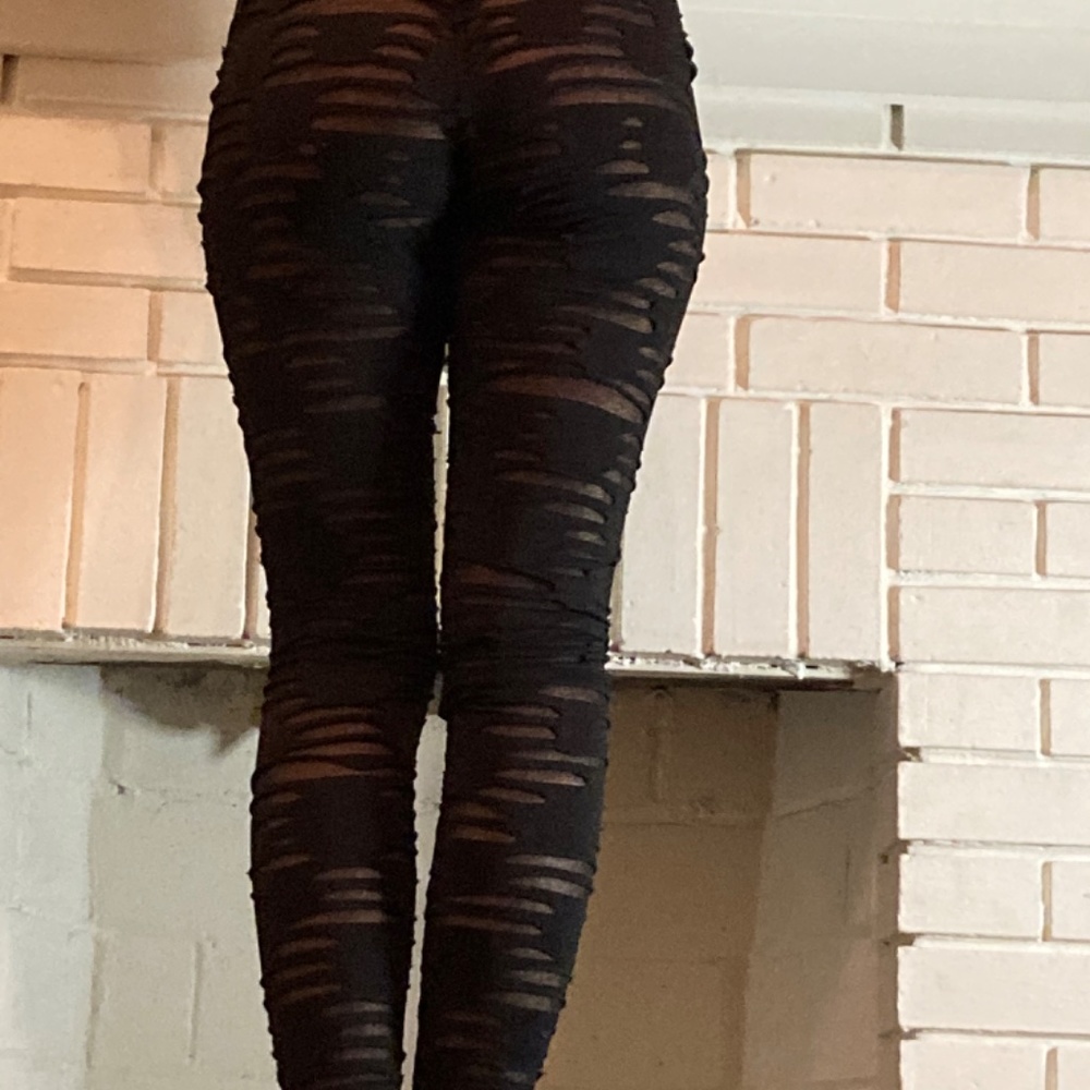 Vintage Silence + Noise black sheer “ torn “ legging tights - Picture 8 of 11